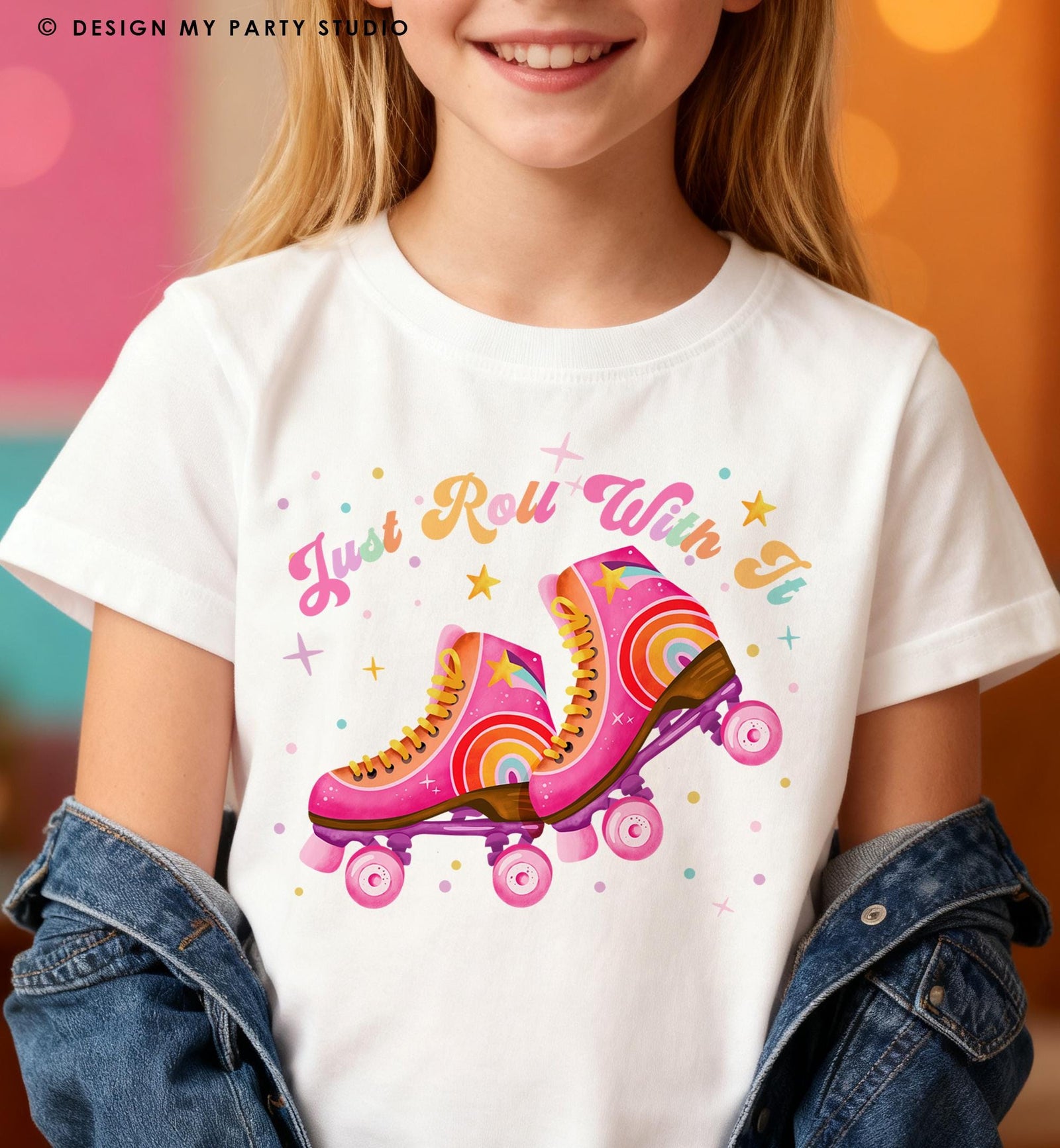 Roller Skating Just Roll With It Retro T-Shirt PNG for Sublimation Skating Lover Shirt Instant Download Digital Download File 0569