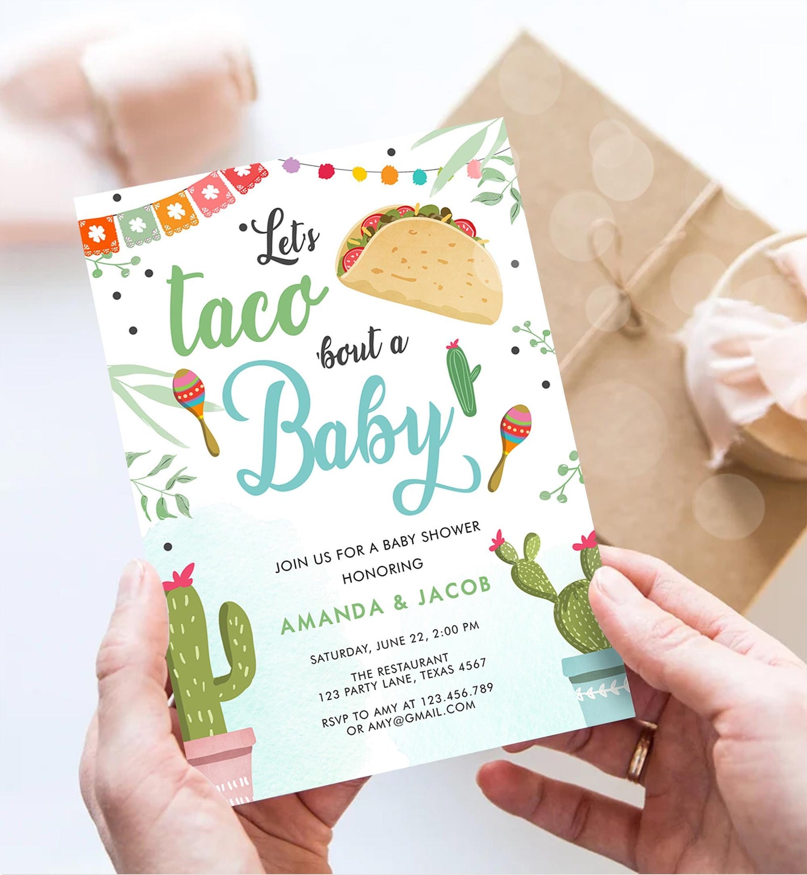 Editable Taco Bout a Baby Shower Invitation Boy Cactus Mexican Fiesta Baby Shower Taco Digital Download Evite Template Printable 0254