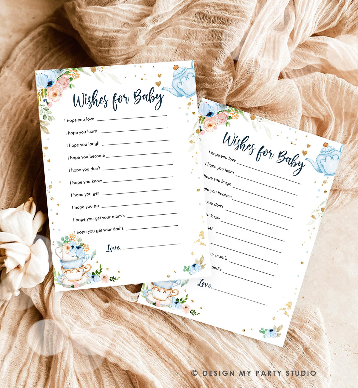 Editable Wishes for Baby Baby Shower Game Advice for Parents Tea Party Baby is Brewing Game Shower Activity Digital Template Printable 0349