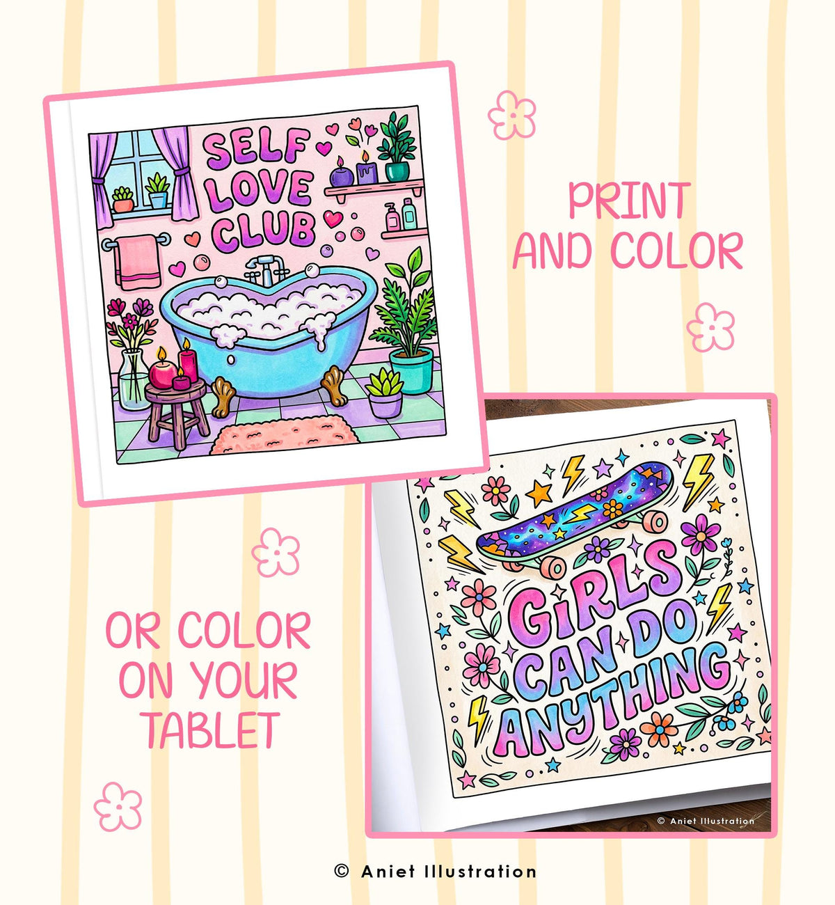 Affirmation Coloring Pages for Kids Teens Adults Stress Relief Inspirational 10 pages PDF Digital Coloring Printable Instant Download 0547