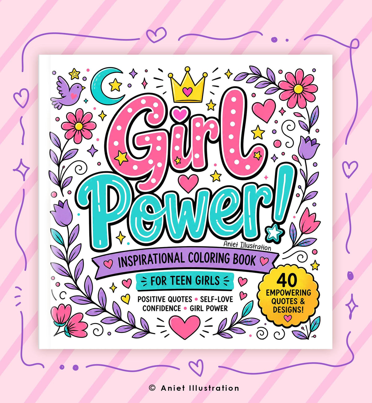 40 Girl Power Affirmation Coloring Pages for Kids Adults Stress Relief Inspirational PDF Digital Coloring Printable Instant Download 0547