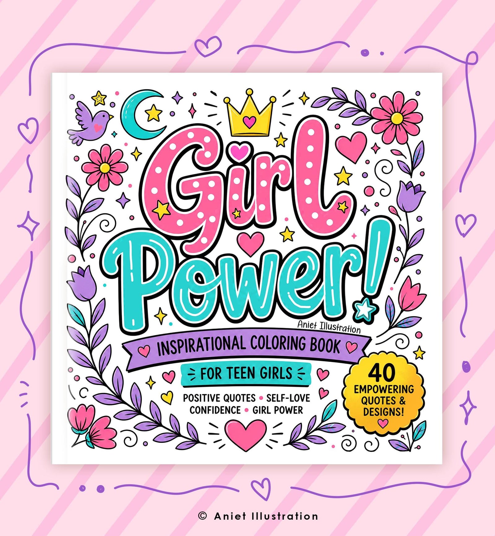 40 Girl Power Affirmation Coloring Pages for Kids Adults Stress Relief Inspirational PDF Digital Coloring Printable Instant Download 0547
