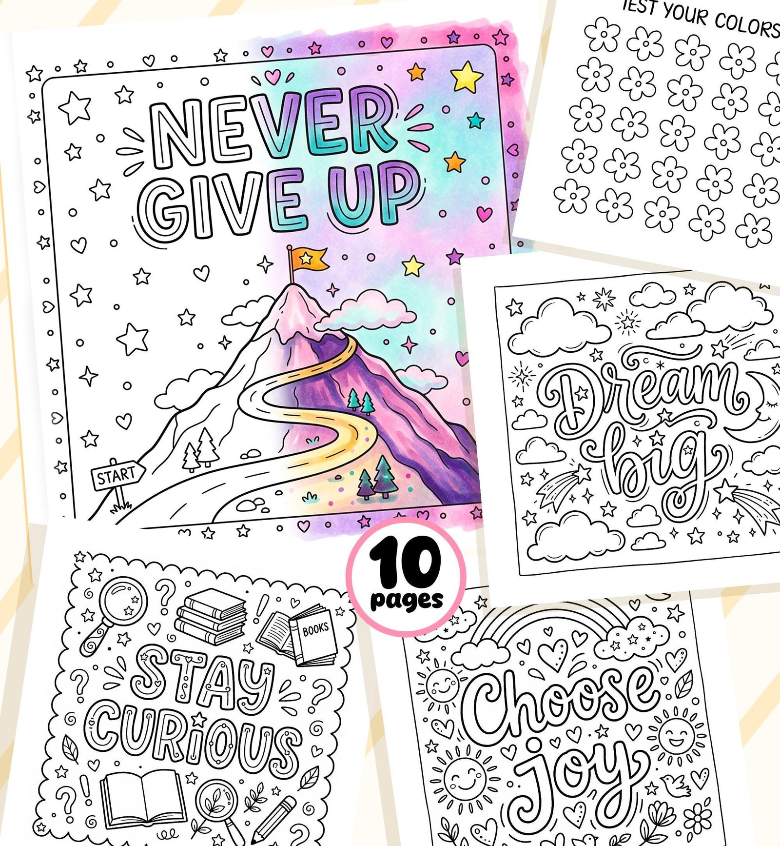 Affirmation Coloring Pages for Kids Teens Adults Stress Relief Inspirational 10 pages PDF Digital Coloring Printable Instant Download 0547