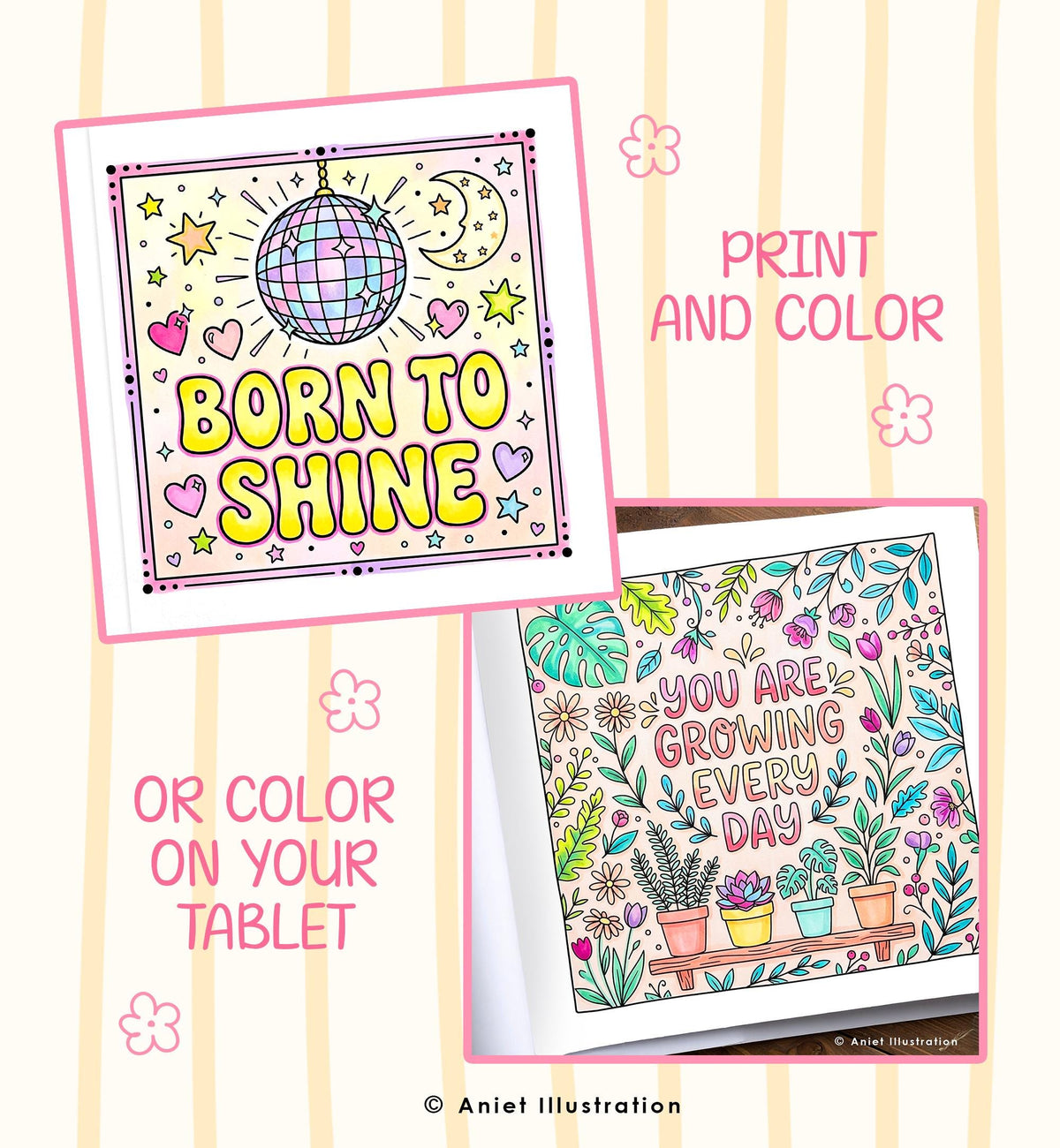 Affirmation Coloring Pages for Kids Teens Adults Stress Relief Inspirational 10 pages PDF Digital Coloring Printable Instant Download 0547