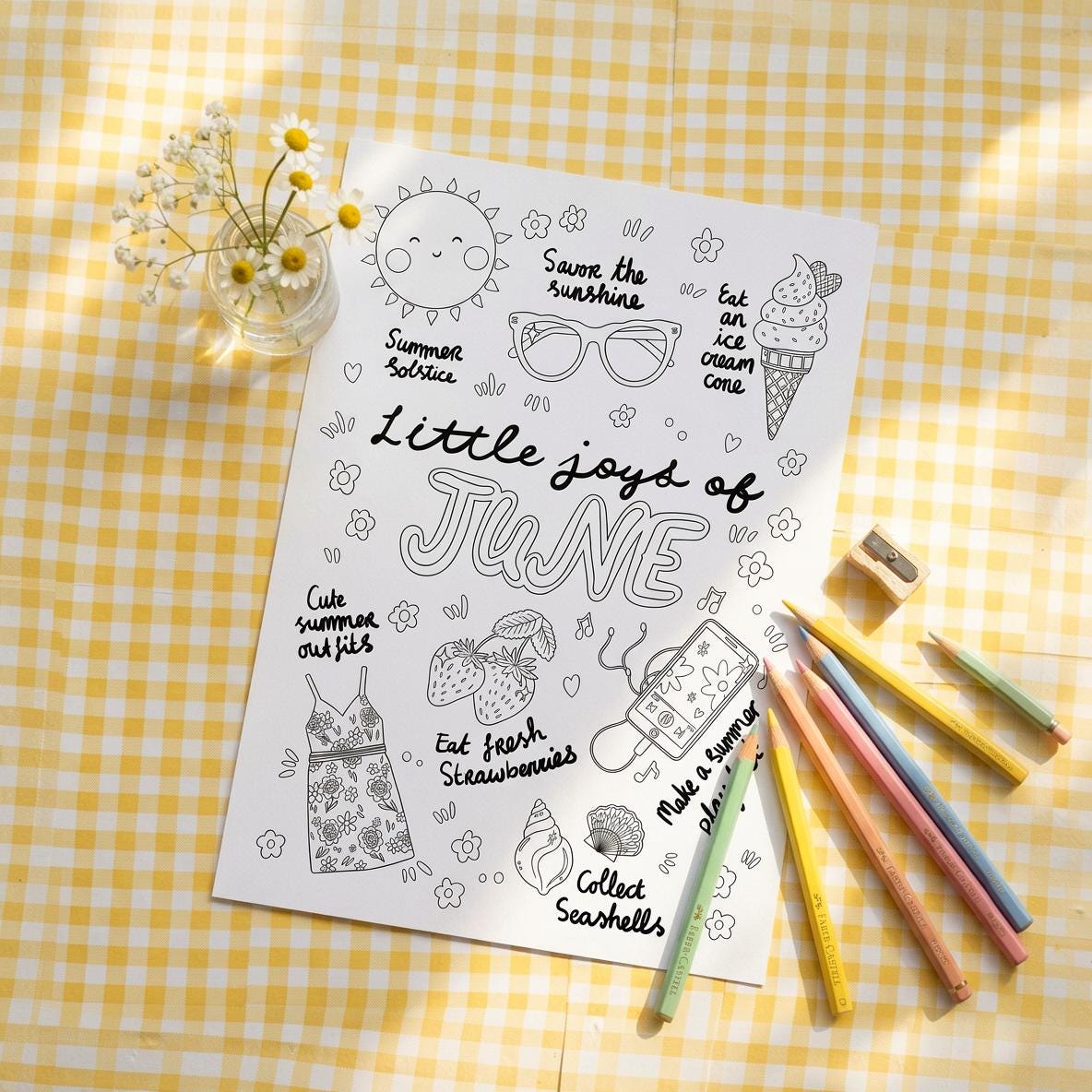 June Coloring Page Printable for Kids and Adults Summer Coloring Page June Activities Classroom Kids Summer Fun Instant Download