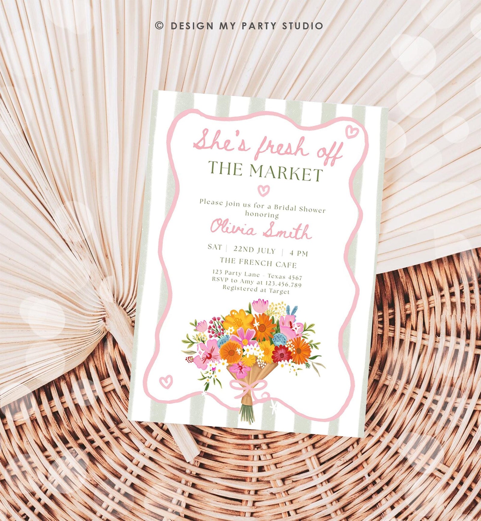Editable Fresh Off the Market Bridal Shower invitation Farmer's Flower Market Floral Digital Canva Template Instant Download Printable 0573