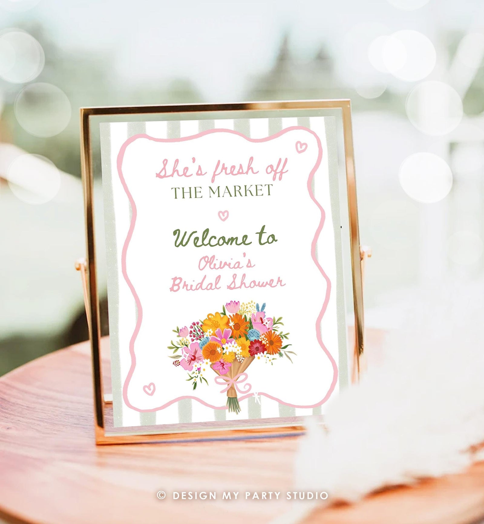Editable Welcome Sign Fresh Off the Market Bridal Shower Farmers Flower Market Floral Digital Canva Template Instant Download Printable 0573