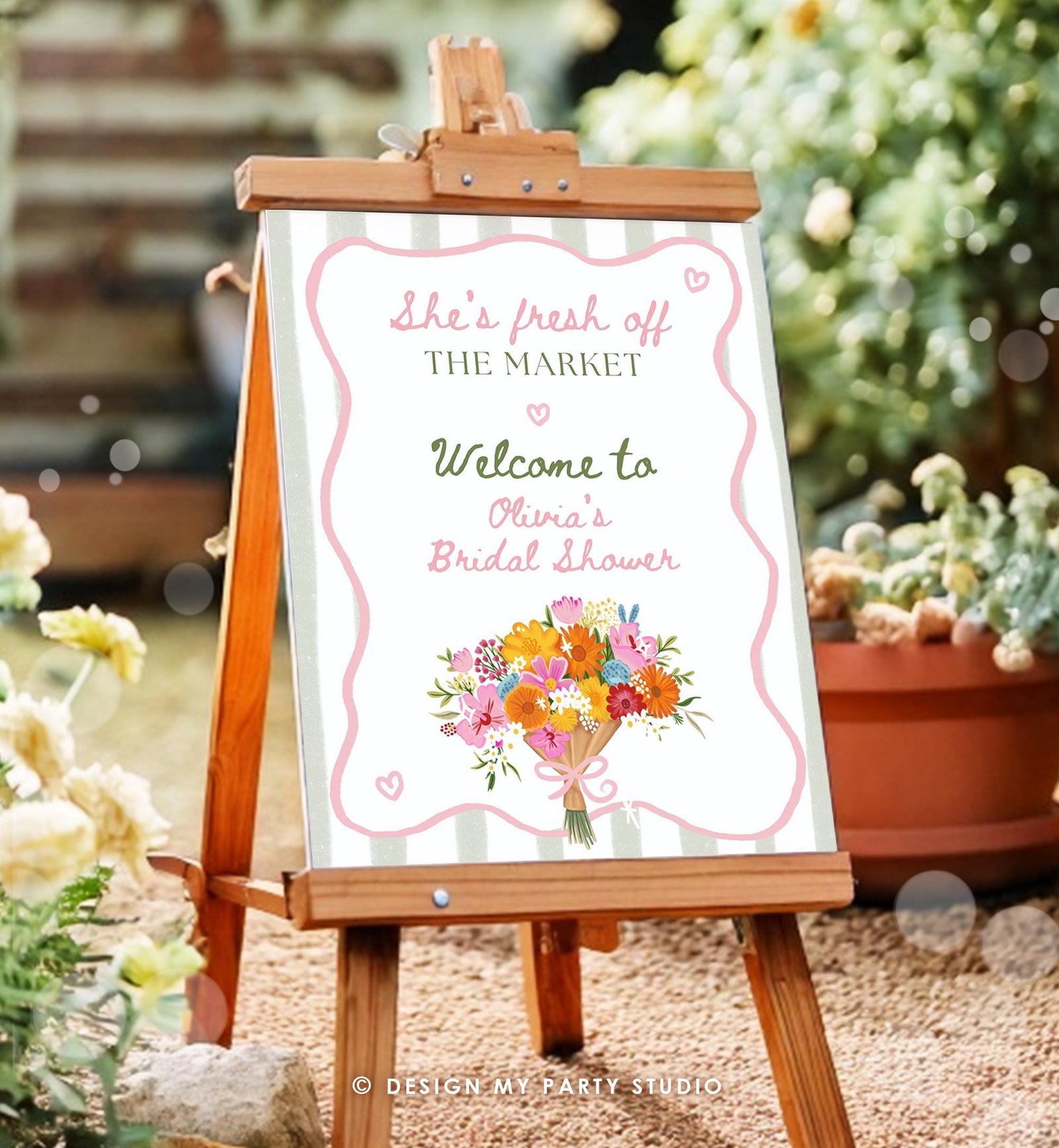 Editable Welcome Sign Fresh Off the Market Bridal Shower Farmers Flower Market Floral Digital Canva Template Instant Download Printable 0573