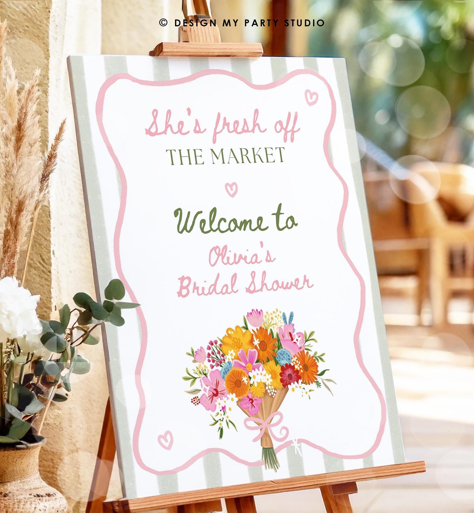 Editable Welcome Sign Fresh Off the Market Bridal Shower Farmers Flower Market Floral Digital Canva Template Instant Download Printable 0573
