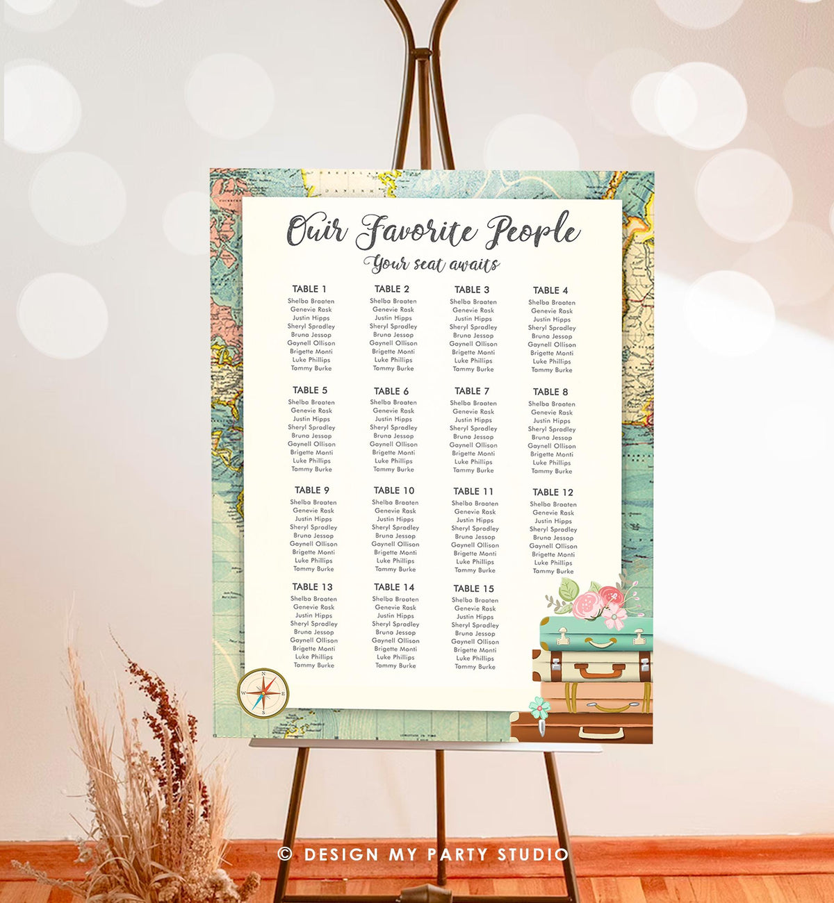 Editable Adventure Seating Chart Bridal Shower Baby Travel Passport Destination Wedding Awaits Digital Download Template Printable 0349