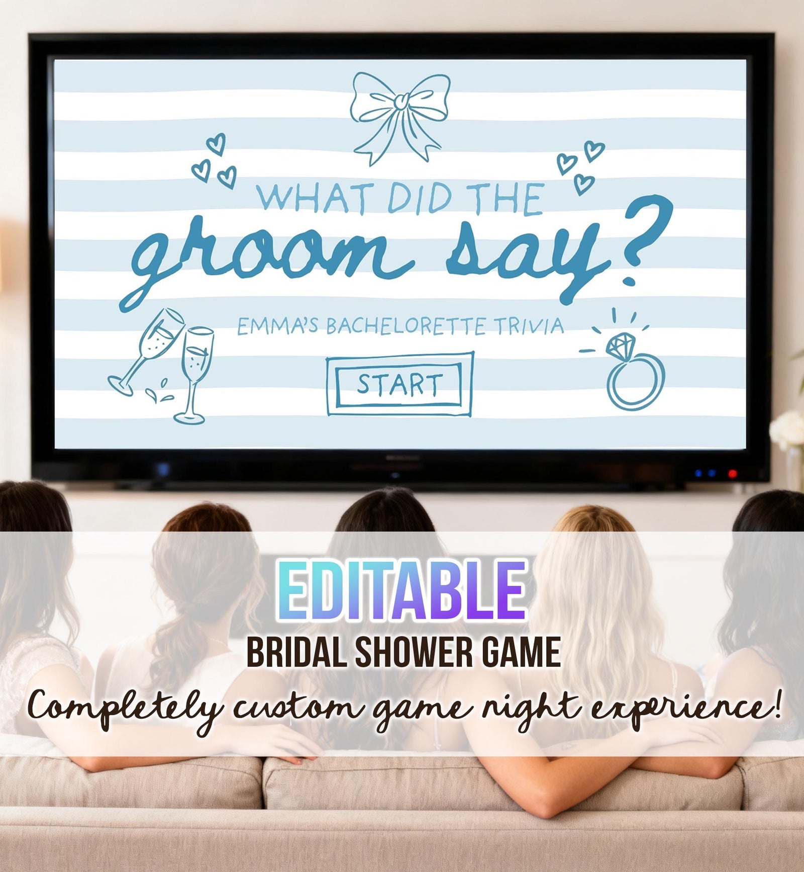 Editable Bachelorette Game Bridal Shower Game What Did The Groom Say Template Slideshow Trivia Game Instant Download Canva Template