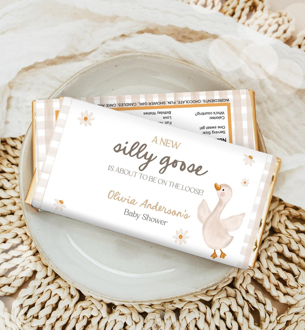 Editable Silly Goose Bar Wrapper Gender Neutral Spring Baby Shower Farm Daisy Birthday Favors Thank You Digital Template Printable 0540