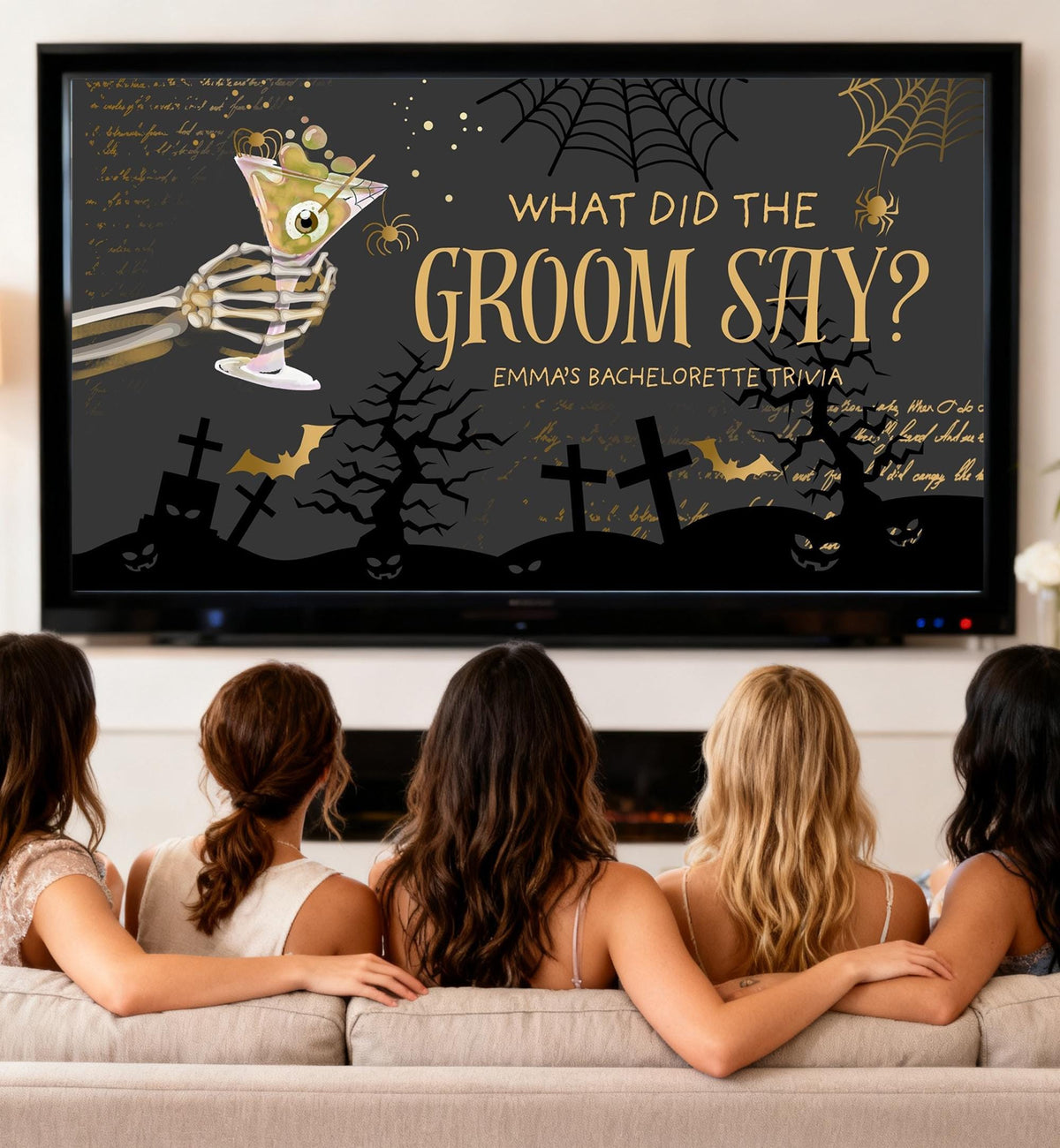 Editable Halloween Bachelorette Party Game Bride What Did The Groom Say Template Costumes Cocktails Drinking Digital Download Canva Template