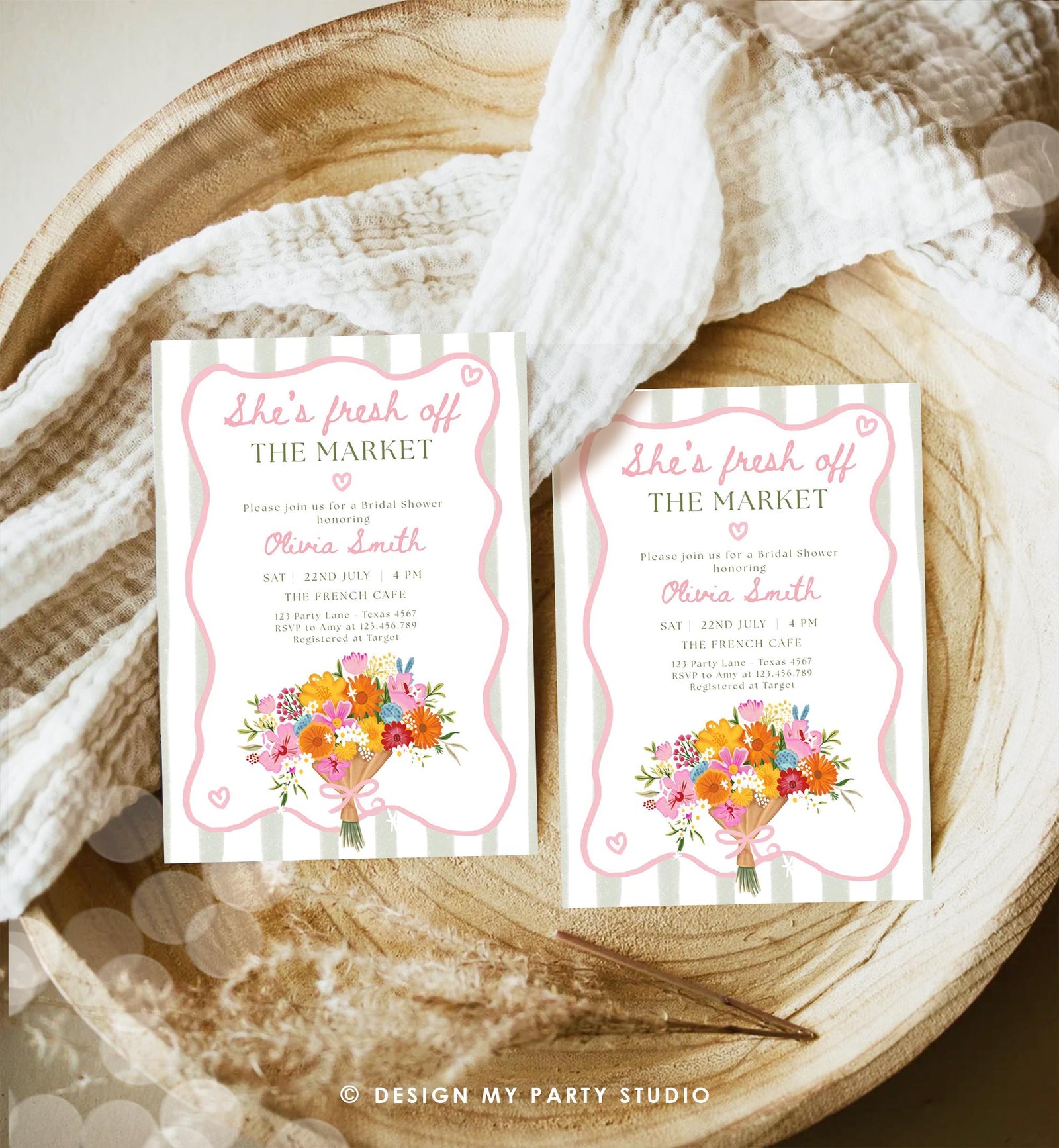 Editable Fresh Off the Market Bridal Shower invitation Farmer's Flower Market Floral Digital Canva Template Instant Download Printable 0573