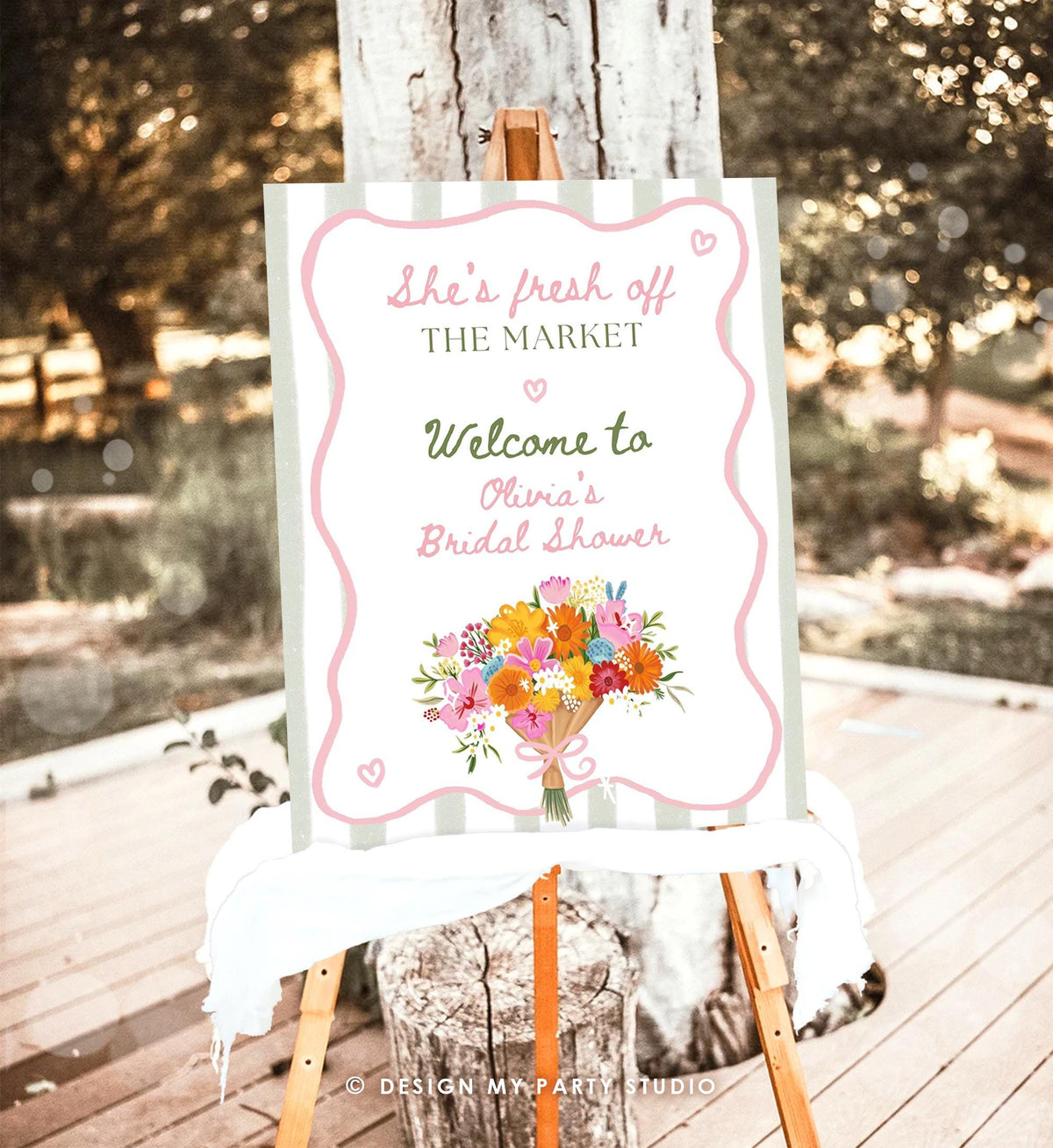 Editable Welcome Sign Fresh Off the Market Bridal Shower Farmers Flower Market Floral Digital Canva Template Instant Download Printable 0573
