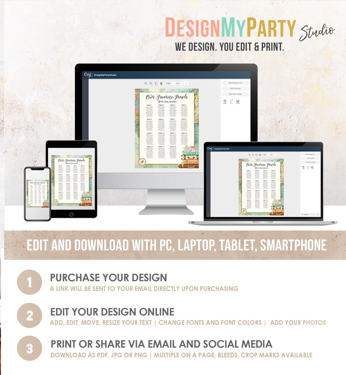 Editable Adventure Seating Chart Bridal Shower Baby Travel Passport Destination Wedding Awaits Digital Download Template Printable 0349