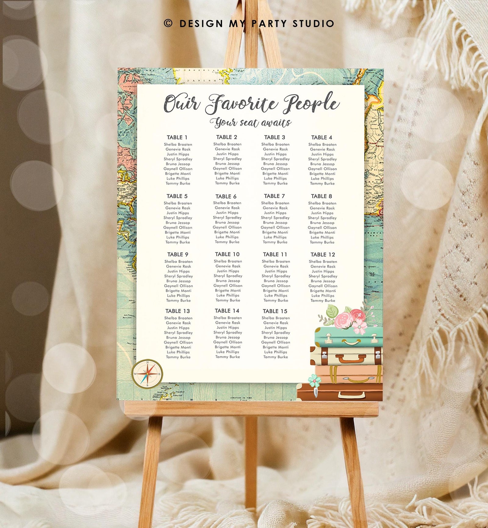 Editable Adventure Seating Chart Bridal Shower Baby Travel Passport Destination Wedding Awaits Digital Download Template Printable 0349