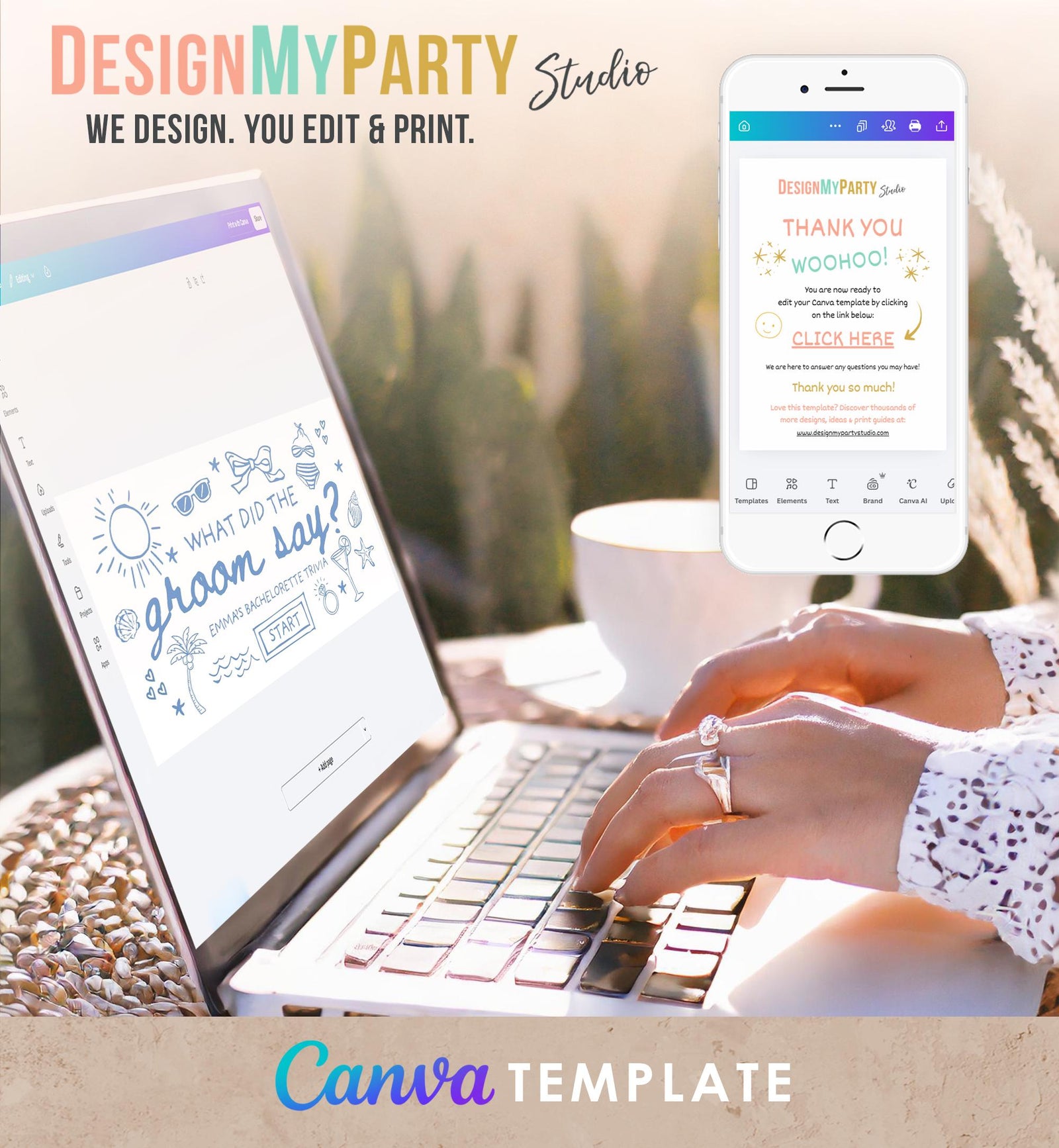 Editable Bachelorette Party Game Bridal Shower Game What Did The Groom Say Template Last Toast on the Coast Digital Download Canva Template