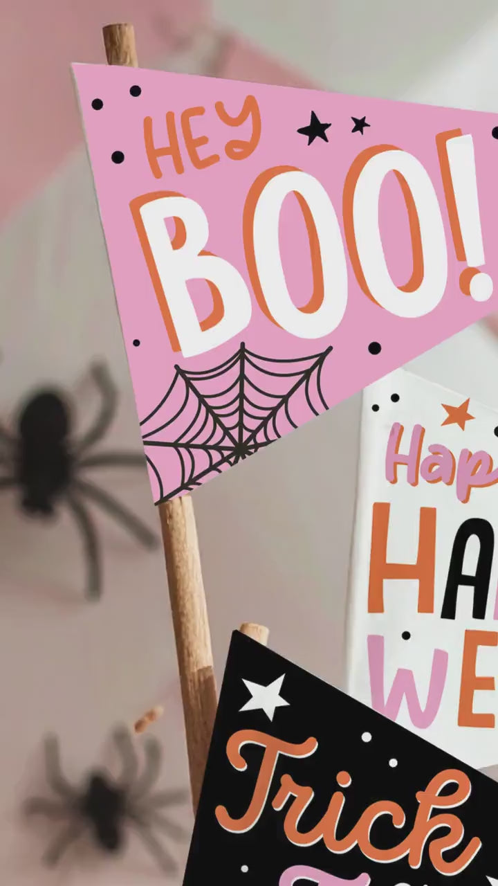 Printable Halloween Pennant Flags Halloween Gift Tag Boo Basket Flag Kids Trick or Treat Prints Props DIY Digital Instant Download 0261