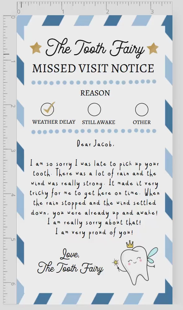 Editable Tooth Fairy Apology Note Official Fairy Note Missed Visit Notice Forgot to Come Kids Fairy Letter Digital Template Printable 0526
