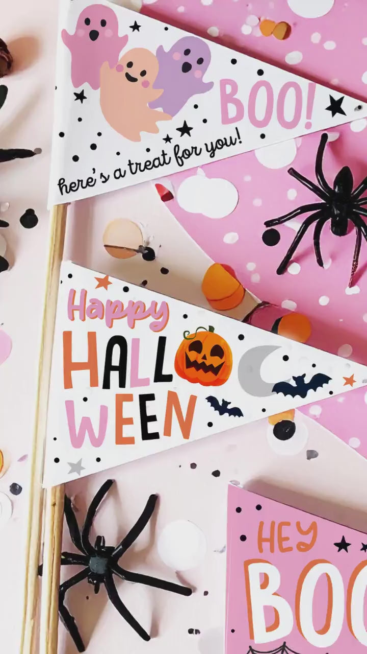 Printable Halloween Pennant Flags Halloween Gift Tag Boo Basket Flag Kids Trick or Treat Prints Props DIY Digital Instant Download 0261