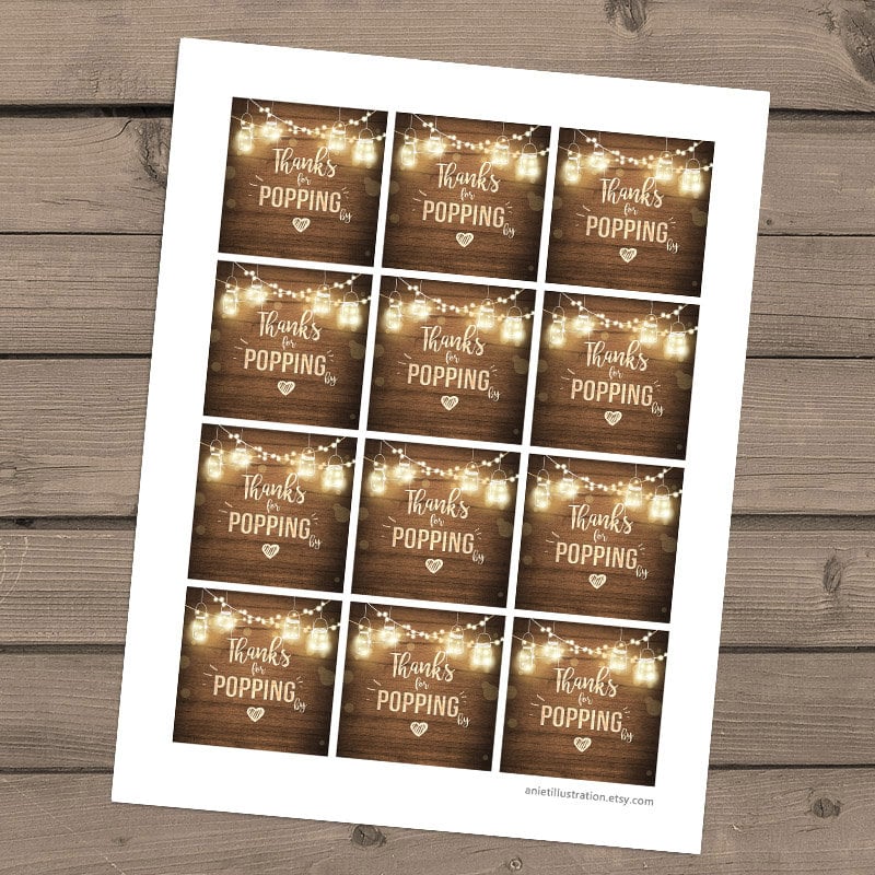 Thanks for popping by Gift Tag Birthday party favor tag Popcorn Favor Tag Stickers Stickers popping by rustic wood PRINTABLE 0015 0110