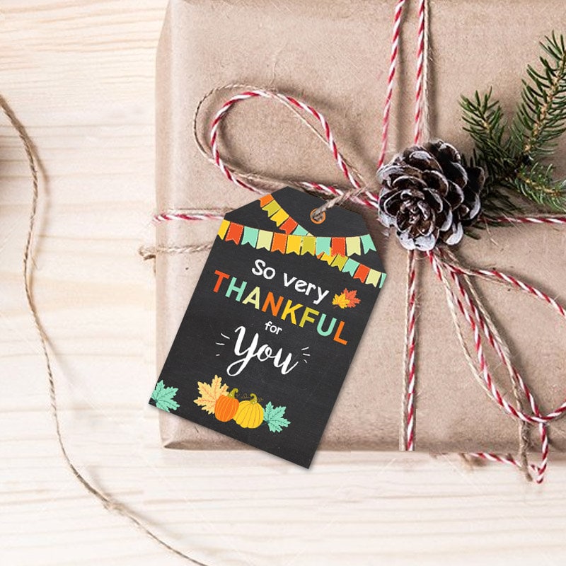 Thanksgiving Favor Thanksgiving Gift tags Thanksgiving Labels So very thankful for you Thank you Pumpkin Chalkboard Give thanks PRINTABLE