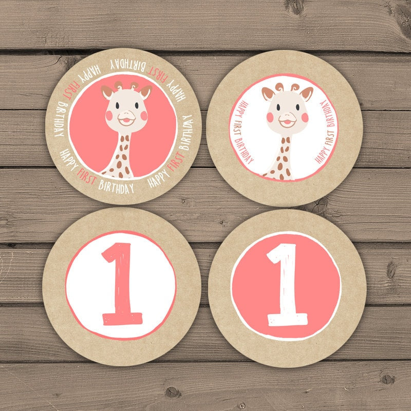 Giraffe Thank You Tags Birthday Giraffe birthday Cupcake Toppers Favor Tags Giraffe Thank you labels Instant download Digital PRINTABLE DIY
