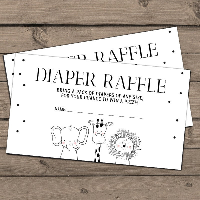 Safari diaper raffle tickets Jungle Baby shower Zoo animals Diaper raffle card Baby Shower game Diaper raffle ticket Elephant PRINTABLE 0039