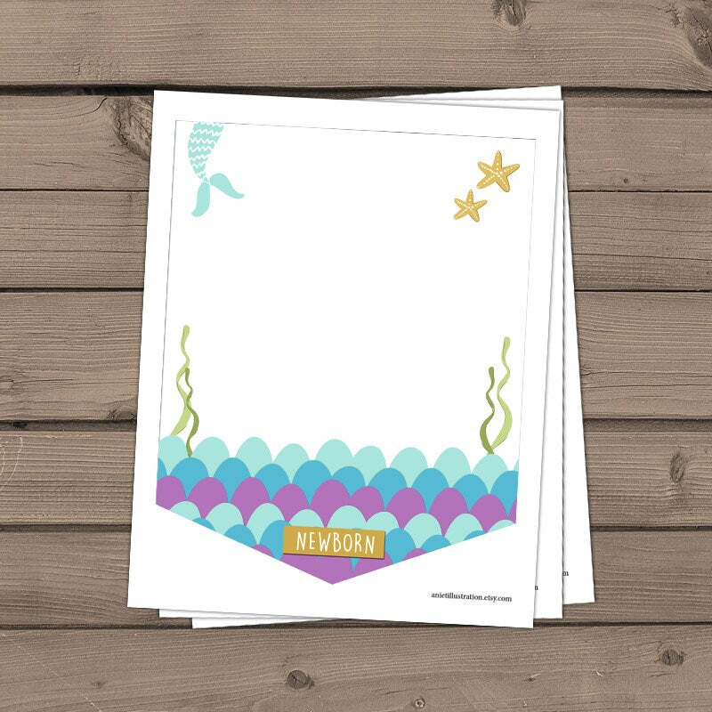Mermaid First birthday banner Monthly Photo Banner Mermaid Banner Birthday Mermaid party decor Purple and Gold Turquoise PRINTABLE 0021