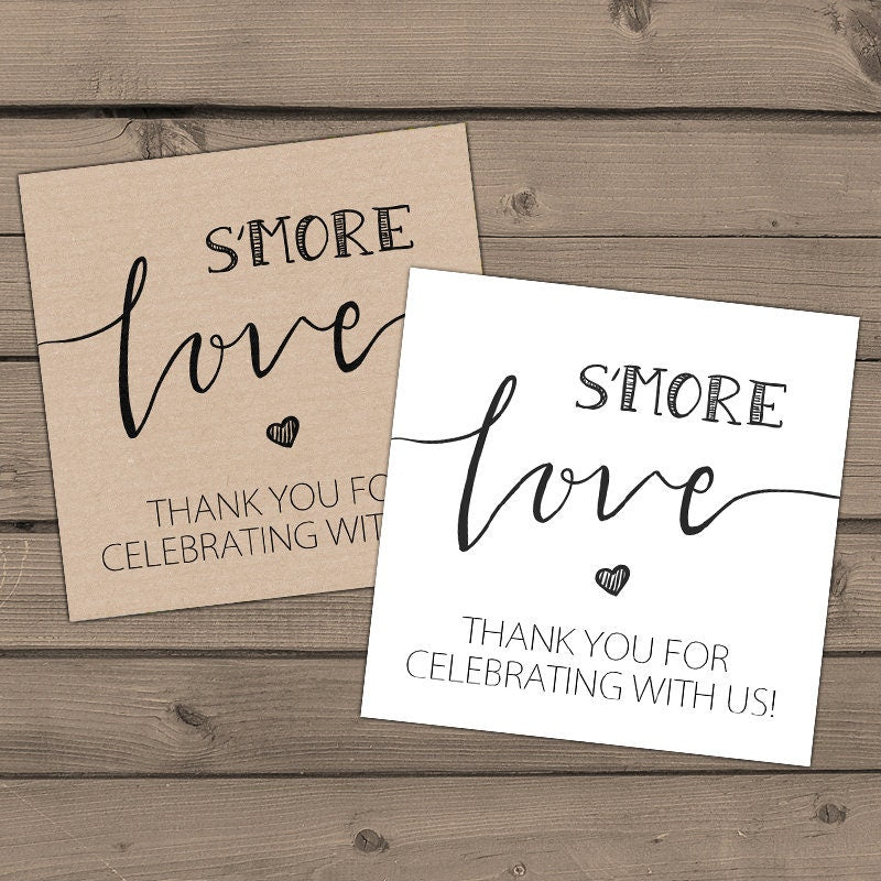 Wedding favor tags s&#39;more Love tags Wedding Smore wedding tags Wedding favors Thank you tags Gift tags download Digital PRINTABLE 0276