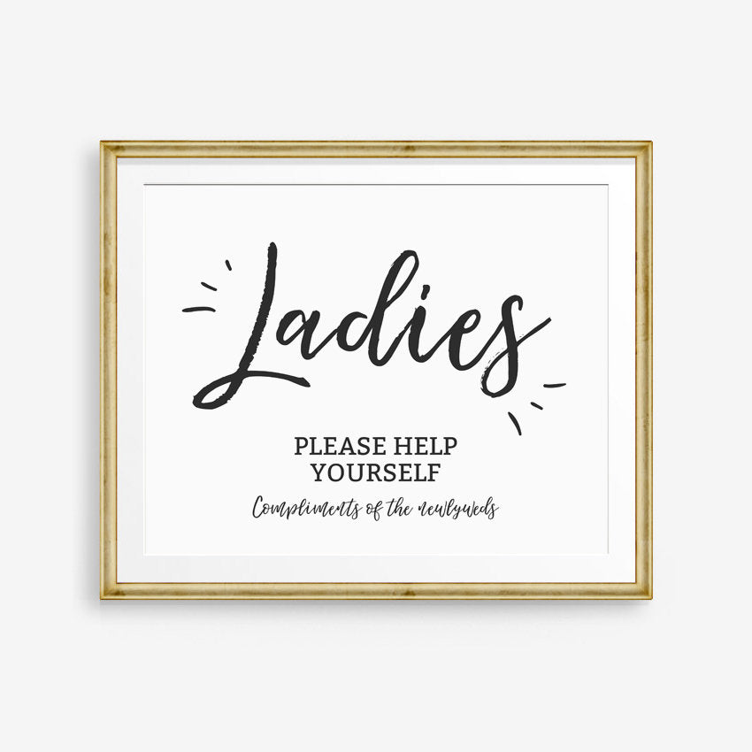 Ladies Bathroom Wedding Sign Printable Calligraphy Rustic wedding Ladies Room Sign Wedding Bathroom Basket Restroom PRINTABLE bww