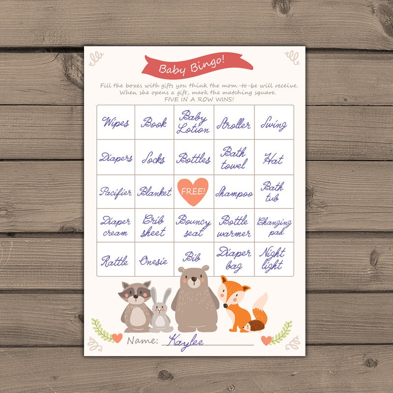 Baby shower Bingo game Bingo cards Instant download Bingo Woodland baby shower Forest animals Gender neutral Neutral shower PRINTABLE 0010