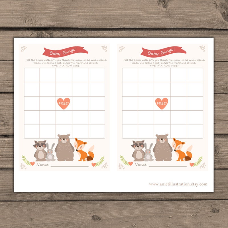Baby shower Bingo game Bingo cards Instant download Bingo Woodland bab - Design My Party Studio baby-shower-bingo-game-bingo-cards-instant-download-bingo-woodland-bab-design-my-party-studio