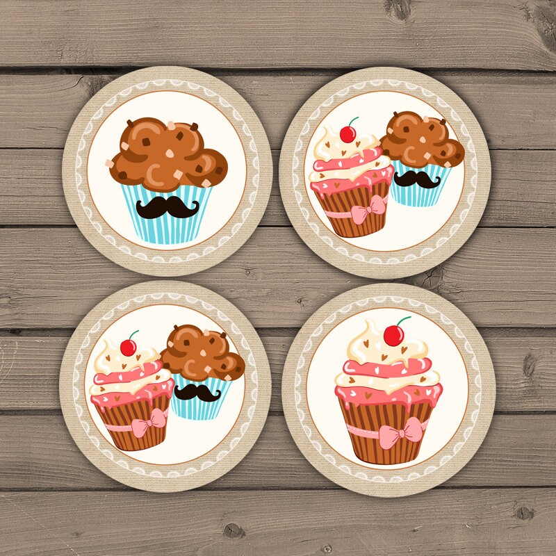 Gender reveal party Tags Cupcake toppers Baby shower cupcake toppers Shower favors Boy Girl Cupcake Stud muffin Instant download PRINTABLE