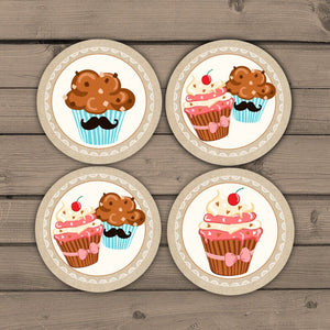 Gender reveal party Tags Cupcake toppers Baby shower cupcake toppers Shower favors Boy Girl Cupcake Stud muffin Instant download PRINTABLE