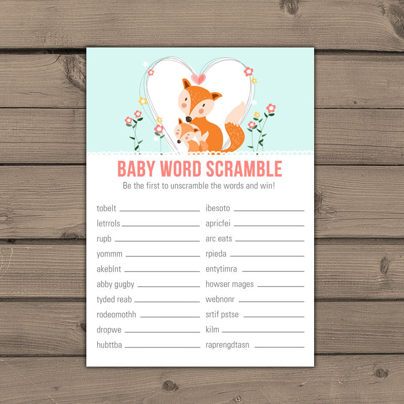 Baby shower game Woodland Fox Match baby animals game Woodland baby shower Gender neutral Neutral baby shower Favors Digital PRINTABLE DIY
