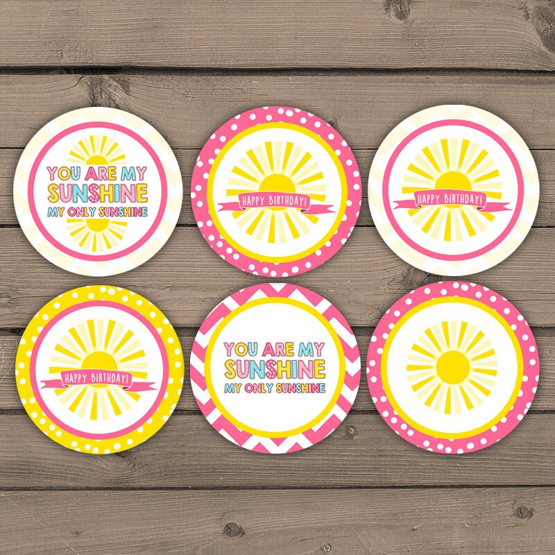 You are my sunshine Cupcake Toppers Favor Tags Birthday Party Decorati - Design My Party Studio for Free Printable Candyland Cupcake Toppers