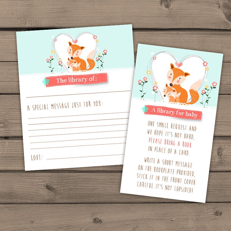 Bring a Book Instead of a Card Woodland Baby Shower Bookplate Book inserts Book cards Gender Neutral PRINTABLE Digital Instant Download