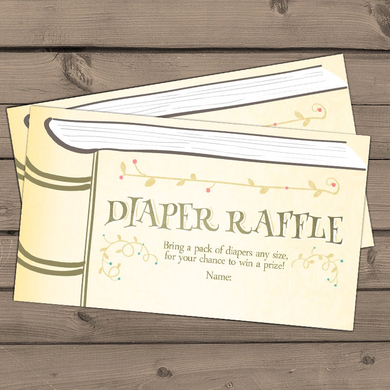 Storybook Diaper Raffle Ticket Cards Once upon a time Yellow gender neutral Storybook diaper ticket baby shower game PRINTABLE0023