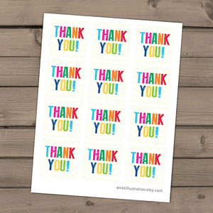 Rainbow colors Thank You Tags Favor tags birthday party Colorful Rainbow birthday Favor tags Thank you labels Joint birthday PRINTABLE 0087