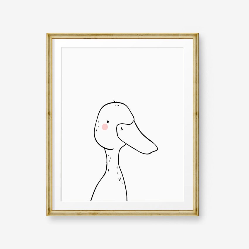 Duck Nursery Print Kids Wall Art Printable Duck print Quack Nursery Animal prints Farm Animal Print Black white monochrome PRINTABLE 0039