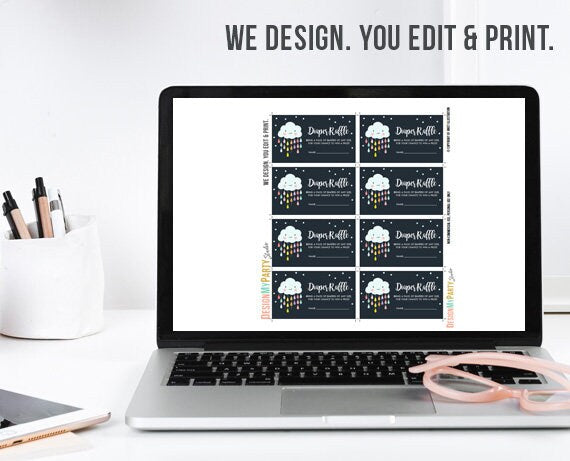 Baby shower Diaper raffle card Rain cloud Boy shower Girl Baby shower game Baby Sprinkle Rain drops Diaper raffle ticket PRINTABLE 0036