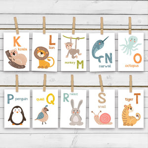 Animal alphabet card set Alphabet flash cards abc Nursery wall cards abc cards Classroom decor INSTANT DOWNLOAD digital PRINTABLE 4x6"