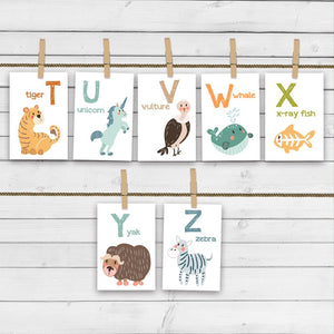 Animal alphabet card set Alphabet flash cards abc Nursery wall cards abc cards Classroom decor INSTANT DOWNLOAD digital PRINTABLE 5x7"