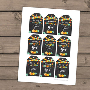 Thanksgiving Favor Thanksgiving Gift tags Thanksgiving Labels So very thankful for you Thank you Pumpkin Chalkboard Give thanks PRINTABLE