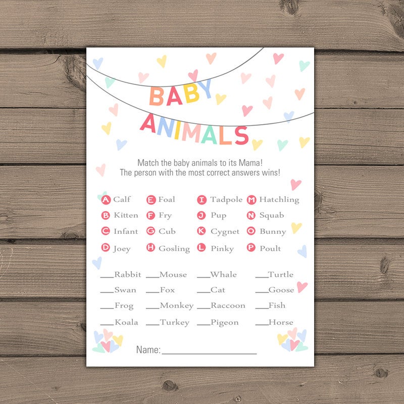 Baby shower game Baby Sprinkle game Match baby animals game Instant download Gender neutral Neutral baby shower PRINTABLE Shower game