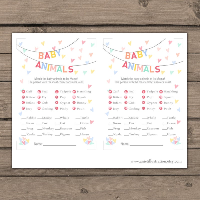 Baby shower game Baby Sprinkle game Match baby animals game Instant download Gender neutral Neutral baby shower PRINTABLE Shower game