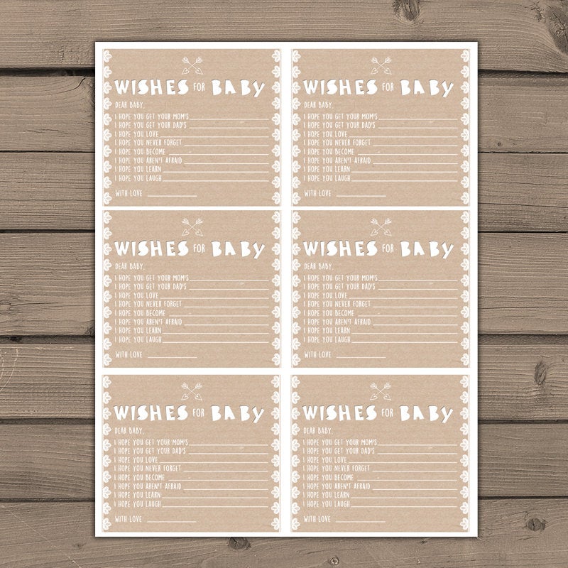 Baby shower wishes for baby Wishes cards Instant download Rustic Lace baby shower Gender neutral Neutral baby shower Digital PRINTABLE DIY