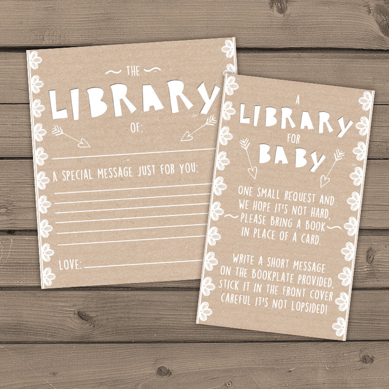Bring a Book Instead of a Card Rustic Baby Shower Bookplate Book inser - Design My Party Studio for Free Printable Bring A Book Instead Of A Card